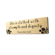 Load image into Gallery viewer, Proverbs 31:25 She is Clothed with Strength and Dignity Wood Decor