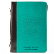 Load image into Gallery viewer, Philippians 4:13 Turquoise & Brown Faux Leather Personalized Bible Cover For Women