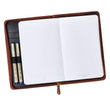 Load image into Gallery viewer, Personalized Cross Zippered Brown Full Grain Leather Padfolio/Portfolio Notebook Study Kit