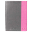Load image into Gallery viewer, Personalized KJV Holy Bible Super Giant Print Bible Grey/Pink Faux Leather Bible w/Ribbon Marker