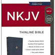 Load image into Gallery viewer, Personalized Custom Text Your Name NKJV Thinline Bible Red Letter Comfort Print Leathersoft Navy New King James Version
