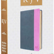 Load image into Gallery viewer, Personalized KJV Holy Bible Super Giant Print Bible Grey/Pink Faux Leather Bible w/Ribbon Marker