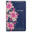 Load image into Gallery viewer, Personalized Custom Text Your Name KJV Deluxe Gift Bible Floral Blue Faux Leather with Thumb Index and Zippered Closure King James Version