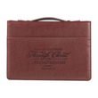 Load image into Gallery viewer, Philippians 4:13 Faux Leather Brown with Nature Design Personalized Bible Cover for Men