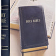 Load image into Gallery viewer, Personalized KJV Giant Print Bible with Thumb Index Dark Blue Faux Leather