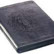 Load image into Gallery viewer, Personalized Lion Face Be Strong and Courageous Zippered Classic LuxLeather Journal
