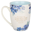 Load image into Gallery viewer, The Lord is My Strength Psalm 28:7 Blue Floral Ceramic Coffee Mug