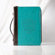 Load image into Gallery viewer, Philippians 4:13 Turquoise & Brown Faux Leather Personalized Bible Cover For Women