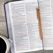 Load image into Gallery viewer, Personalized KJV Deluxe Gift Bible Purple LeatherTouch Red Letter Smythe Sewn Easy-to-Carry Double Column