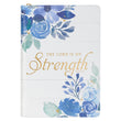 Load image into Gallery viewer, The Lord is my Strength Psalm 28:7 Blue Floral Faux Leather Zipper Journal