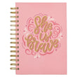 Load image into Gallery viewer, She is Brave Pink Wire-bound Journal