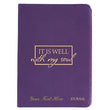Load image into Gallery viewer, Personalized It Is Well With My Soul Handy-Sized LuxLeather Journal Purple