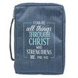 Load image into Gallery viewer, Philippians 4:13 Blue Canvas Large Bible Cover