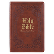 Load image into Gallery viewer, Personalized KJV Bible Brown Faux Leather Large Print Thinline with Thumb Index