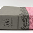 Load image into Gallery viewer, Personalized NIV Life Application Study Bible Third Edition Large Print Leathersoft Gray/Pink
