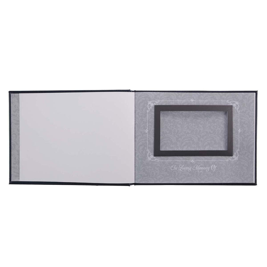 In Loving Memory Navy Faux Leather Guest Book
