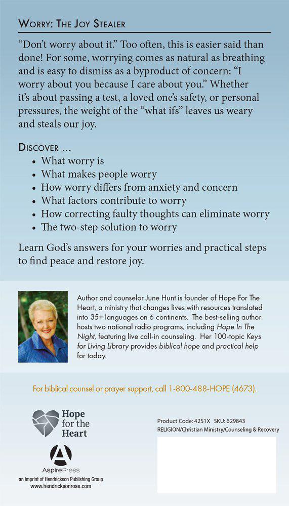 Worry [Hope For The Heart Series] - June Hunt