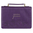 Load image into Gallery viewer, Amazing Grace Purple Faux Leather Bible Cover
