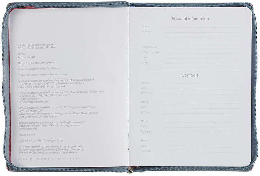 Personalized 2022 Grace Upon Grace Large Floral Faux Leather 18-month Planner For Women