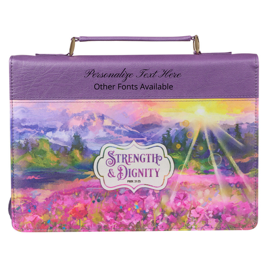 Strength & Dignity Colorful Landscape Faux Leather Personalized Bible Cover for Women