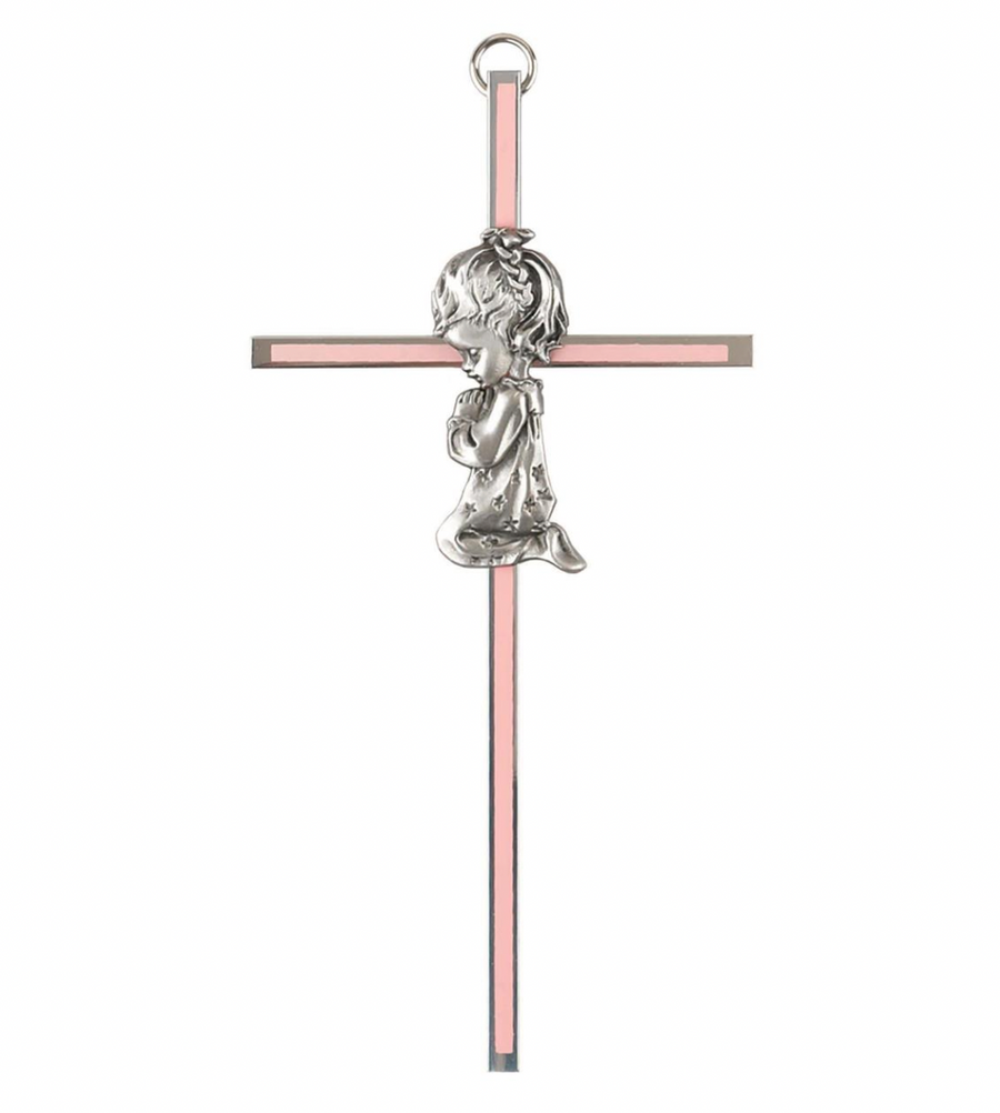 Girl Pink Metal Wall Cross