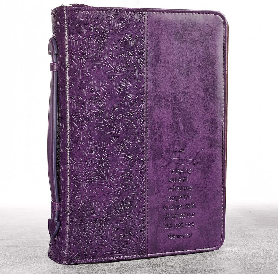 Hebrews 11:1 Faux Leather Purple Personalized Bible Cover for Women