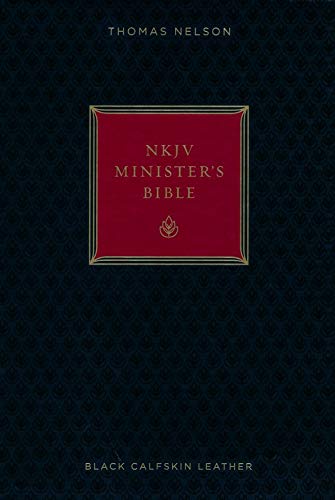 Personalized NKJV Minister's Bible Red Letter Comfort Print Holy Bible Genuine Leather Black