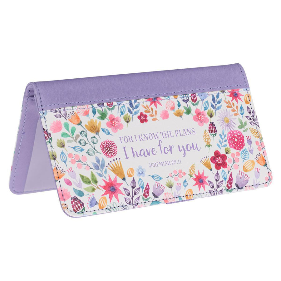 For I Know the Plans I Have For You Jeremiah 29:11 Floral Faux Leather Checkbook