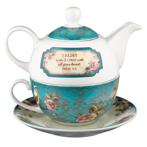 Trust in the Lord Proverbs 3:5 Tea Set for One