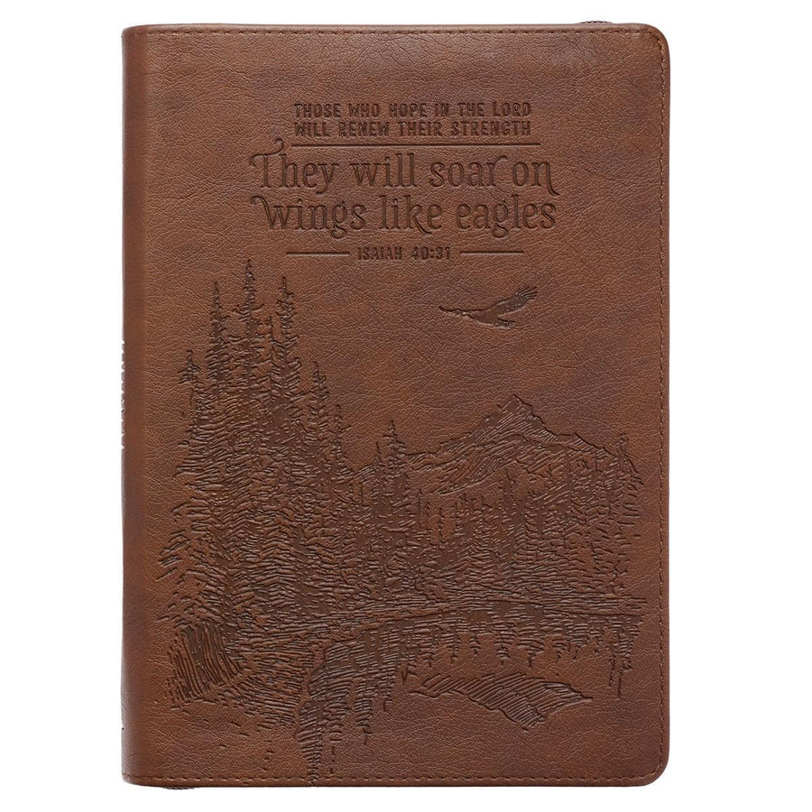 Soar Isaiah 40:31 Brown Faux Leather Zipper Journal