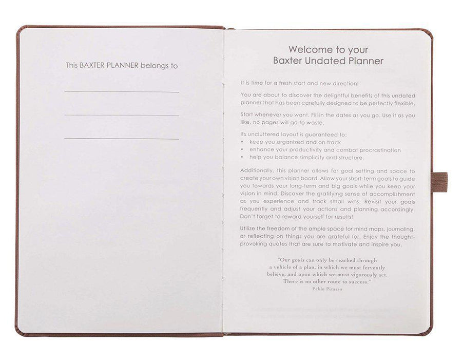 Baxter Undated Planner Brown Faux Leather