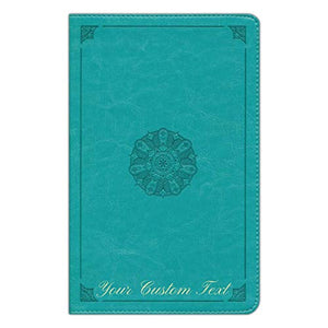 Personalized Bible Custom Text Your Name ESV Large Print Thinline TruTone Turquoise Emblem