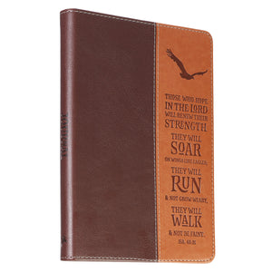 Personalized Journal Custom Text Soar On Wings Like Eagles Classic LuxLeather Journal Brown/Tan