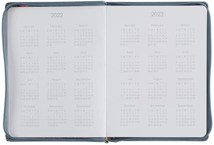 Personalized 2022 Grace Upon Grace Large Floral Faux Leather 18-month Planner For Women