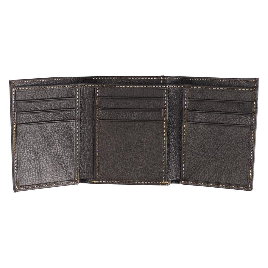 Best Dad Brown and Tan Genuine Leather Trifold Wallet