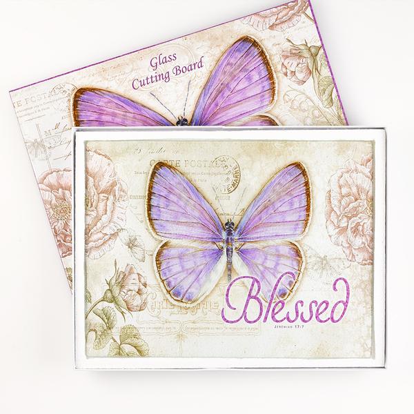 Purple Blessed Glass Cutting Board