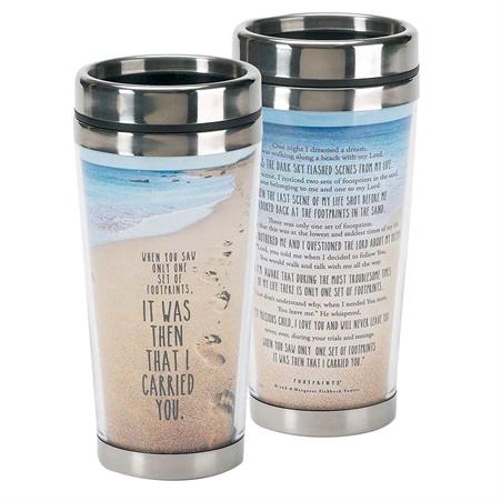 Footprints in the Sand Travel Mug