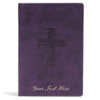 Load image into Gallery viewer, Personalized KJV Rainbow Study Bible Purple LeatherTouch Ribbon Marker Color-Coded Text Smythe Sewn Binding
