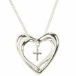 Load image into Gallery viewer, Marriage Takes 3 Silver Plated Heart Cross Necklace
