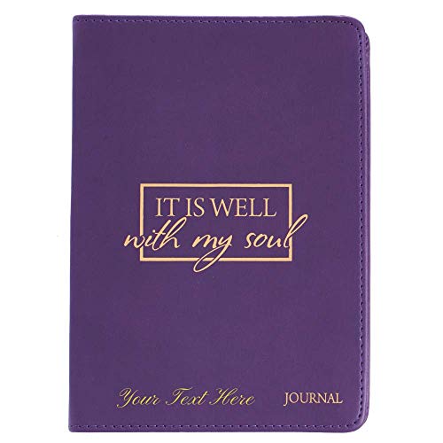 Personalized It Is Well With My Soul Handy-Sized LuxLeather Journal Purple