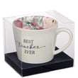 Load image into Gallery viewer, Best Teacher Ever White with Floral Interior Mug
