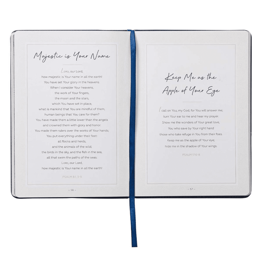 Personalized Custom Text Your Name Prayers and Praises From the Word Gift Book Navy Blue Faux Leather