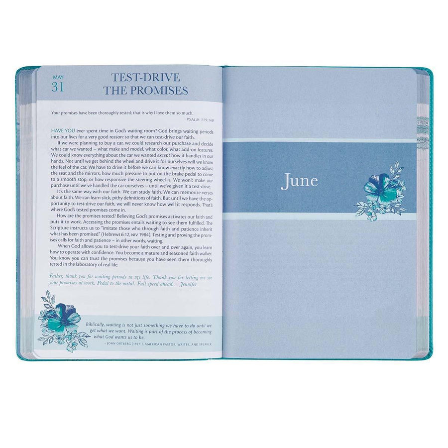 Growing in Grace Teal Faux Leather Daily Devotional - Cheri Fuller & Jennifer Kennedy Dean