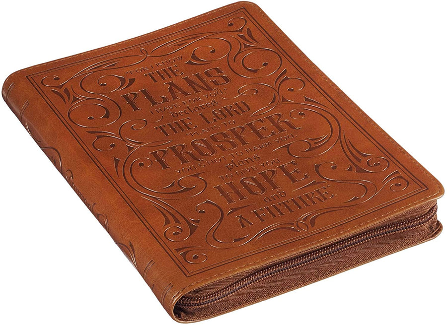 I Know the Plans Jeremiah 29:11 Tan Zipper Closure Journal