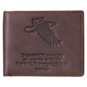 Wings Like Eagles Isaiah 40:31 Dark Brown Genuine Leather Wallet