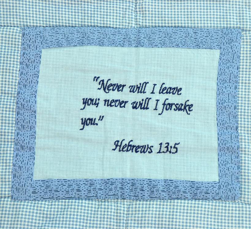 Embroidered Scripture Baby Quilt