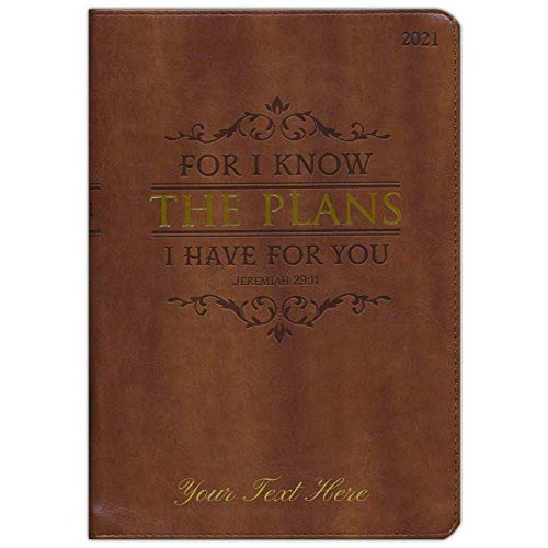 Personalized 2021 for I Know The Plans I Have for You Executive Planner with Zipper, Brown