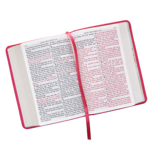 Personalized KJV Bible COMPACT LuxLeather Pink