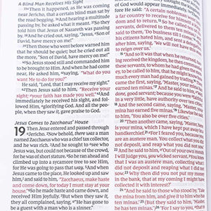 Personalized NKJV Thinline Reference Bible Large Print Red Letter Comfort Print Leathersoft Blue
